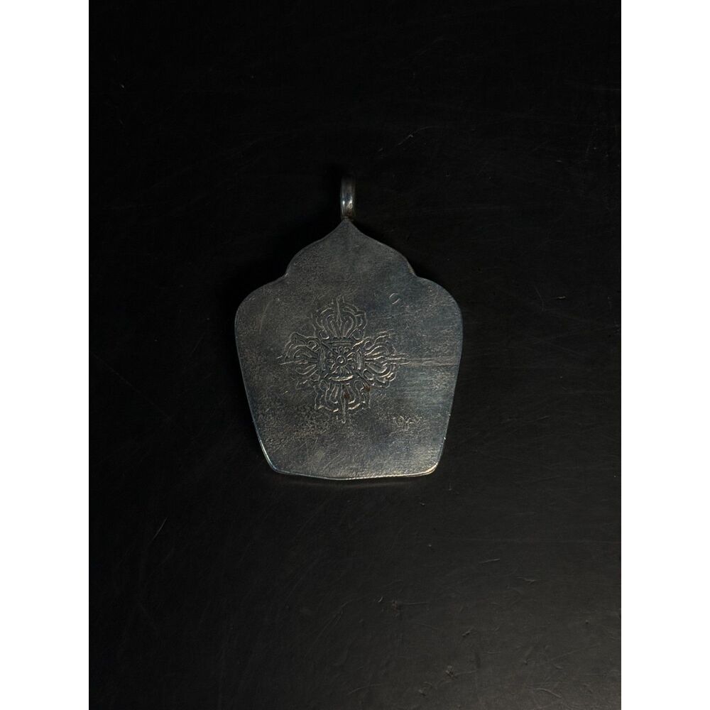 Vintage Buddhist Silver Prayer Box Pendant 1.67"